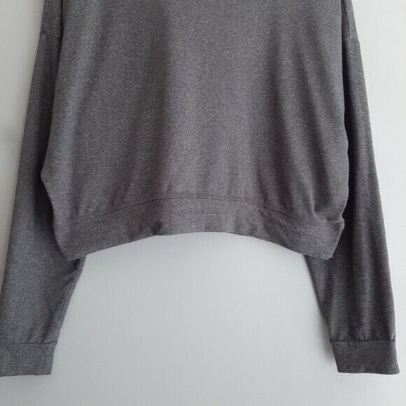 SOCIALITE Oversized Boxy Crop Hoodie Top Solid Grey Sz S - Picture 4 of 10